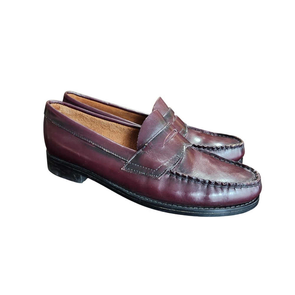 Pappagallo Penny Loafers Women 6.5 M Burgundy Leather Classic Flat Shoes Vintage